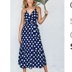 New Navy and White Polka dot Summer Dress